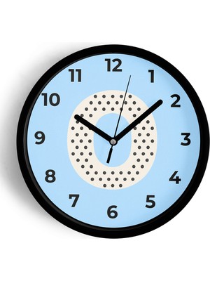 JHAAR O Harfi Erkek Odası Duvar Saati - 30CM - Önü Camlı Siyah Kasa - Sessiz Mekanizma