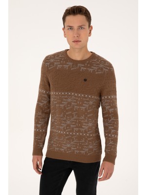 U.S. Polo Assn. Erkek Comfort Fit Bisiklet Yaka Kahverengi Kazak 50308237-VR029