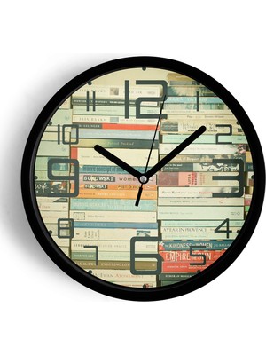 JHAAR Soyut Modern Tasarım Kütüphane - Kitap Duvar Saati - 30CM - Önü Camlı Siyah Kasa - Sessiz Mekanizma
