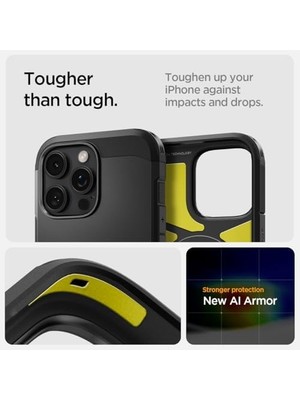 Storemax 16 Pro ile Uyumlu Ekstra Dayanıklı Magsafe Kılıf Tough Armor Ai T Kamera Butonu Hava Kanalı Teknolojisi Askeri Sınıf Koruma Magfit Kickstand'lı Çift Katman Kapak - ACS08510