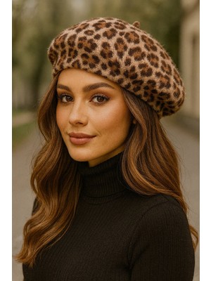 Aydın Şapkacınız Leopar Desen Yumuşak Tüylü Fransız Ressam Bere – Kışlık Şık Kadın Bere Modeli