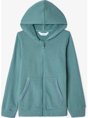 Penti Koyu Yeşil Kız Çocuk Biye Detaylı Kapüşonlu Oversize Sweatshirt