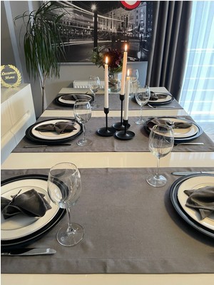 Decamor Home Kadife Dokulu Antrasit Gri Füme Dertsiz Runner 1 Adet (Peçete Dahil Değil )