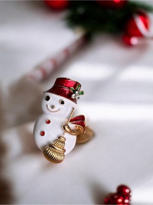 Vola Collection Yılbaşı Noel Kardan Adamı Broş Yaka Iğnesi