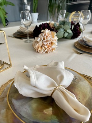 Decamor Home 6 Adet Kadife Dokulu Ekru Peçete Dertsiz