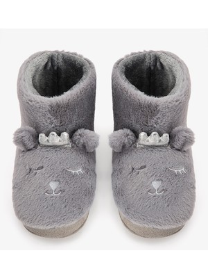 Penti Gri Hayvan Nakışlı Softy Ev Botu