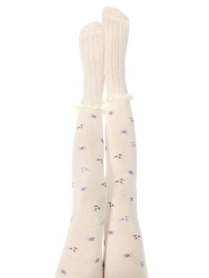 Penti Marshmallow Kız Çocuk Çiçekli Fırfırlı 100 Denye Külotlu Çorap