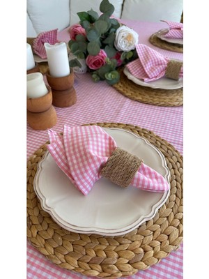 Decamor Home 6 Adet Pötikareli Leke Tutmaz Pembe Peçete