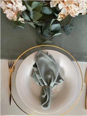 Decamor Home Kadife Dokulu Dertsiz Çağla Yeşili Peçete 6 Adet