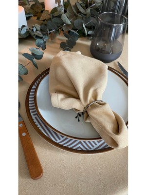 Decamor Home 6 Adet Kadife Dokulu Dertsiz Koyu Bej Bal Köpüğü Kumaş Peçete