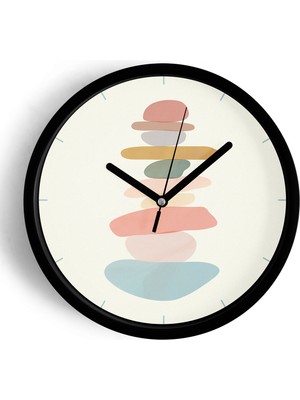 JHAAR Renkli Modern Tasarım Duvar Saati - 25cm - Önü Camlı Siyah Kasa