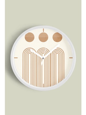 JHAAR Soyut - Bohem - Geometrik Temalı Modern Duvar Saati - 25CM - Önü Camlı Beyaz Kasa - Sessiz Mekanizma
