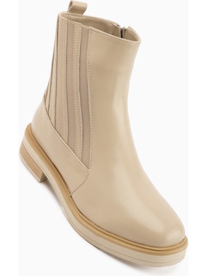Limoya Lena Bej Lastik Detaylı Kadın Bot