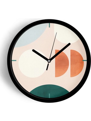 JHAAR Soyut - Bohem - Geometrik Temalı Modern Duvar Saati - 25cm - Önü Camlı Siyah Kasa