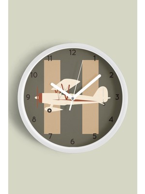 JHAAR Helikopter Tasarımı Modern Duvar Saati - Çocuk Odası Duvar Saati - 25cm - Önü Camlı Beyaz Kasa