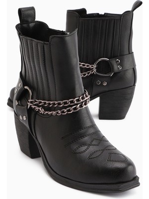 Limoya Deana Siyah Nakışlı Kadın Western Bot