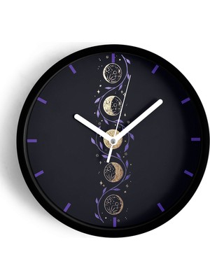 JHAAR Ayın Evreleri Modern Duvar Saati - 25CM - Önü Camlı Siyah Kasa - Sessiz Mekanizma