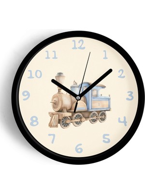 JHAAR Tren Çocuk Odası Modern Duvar Saati - Büyük XL 42 cm - Siyah Kasa - Camlı Sessiz