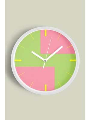 JHAAR Soyut - Geometrik Temalı Modern Duvar Saati - 25cm - Önü Camlı Beyaz Kasa