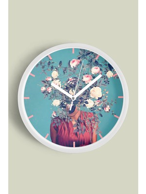 JHAAR Modern Duvar Saati - 25CM - Önü Camlı Beyaz Kasa - Sessiz Mekanizma