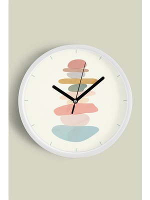 JHAAR Renkli Modern Tasarım Duvar Saati - 25cm - Önü Camlı Beyaz Kasa
