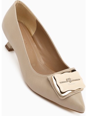 Limoya Judita Bej Tokalı Kadın Topuklu Ayakkabı