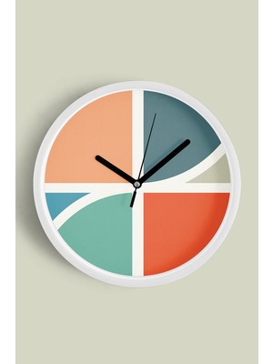 JHAAR Renkli Modern Tasarım Duvar Saati - 25cm - Önü Camlı Beyaz Kasa