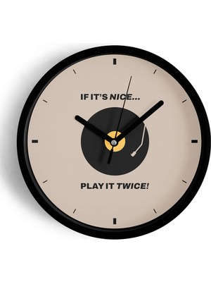 JHAAR Soyut Müzik Plak Tasarımlı Modern Duvar Saati - 25cm - Önü Camlı Siyah Kasa