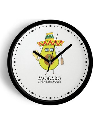 JHAAR Meksikalı Avukat Tasarım Modern Duvar Saati - 25CM - Önü Camlı Siyah Kasa - Sessiz Mekanizma