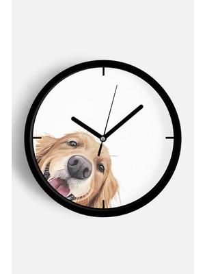JHAAR Sevimli Köpek Temalı Çocuk Odası Modern Duvar Saati - 25cm - Önü Camlı Siyah Kasa