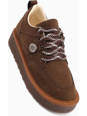 Limoya Serina Kahve Süet Bağcıklı Kadın Günlük Ayakkabı