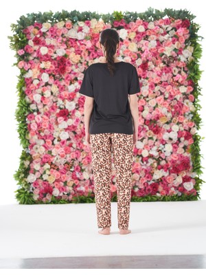 Estiva Kadın Yazlık Kaplan Desenli Kısa Kollu Marla Pijama Takımı - Siyah