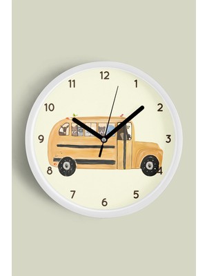 JHAAR Soyut Hayvanlar Temalı Çocuk Odası Modern Duvar Saati - 25CM - Önü Camlı Beyaz Kasa