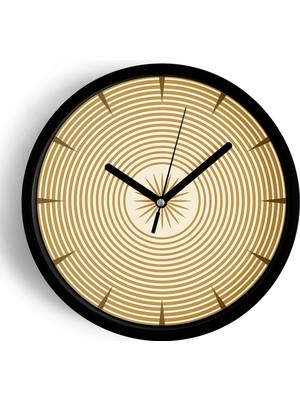 JHAAR Soyut - Geometrik Temalı Modern Duvar Saati - 25cm - Önü Camlı Siyah Kasa