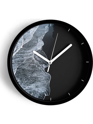 JHAAR Soyut Tasarım Modern Duvar Saati - 25cm - Önü Camlı Siyah Kasa