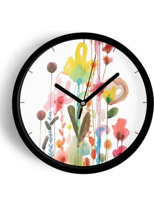 JHAAR Modern Tasarım Duvar Saati - 25cm - Önü Camlı Siyah Kasa