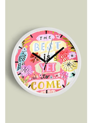 JHAAR Modern Yazılı Tasarım - The Best Is Yet To Come Duvar Saati - 25CM - Önü Camlı Beyaz Kasa