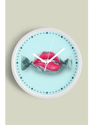 JHAAR Şeker Dudak Modern Duvar Saati - 25cm - Önü Camlı Beyaz Kasa