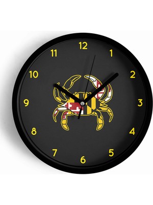 JHAAR Modern Yengeç Motifi Duvar Saati - 25cm - Önü Camlı Siyah Kasa