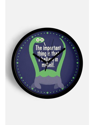 JHAAR Modern Yazılı Tasarım - The Important Thing Is That I Believe In Myself Duvar Saati - 42cm - Önü Camlı Siyah Kasa