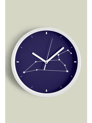 JHAAR Yıldız Takımı Desenli Modern Duvar Saati - 25cm - Önü Camlı Beyaz Kasa