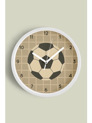JHAAR Futbol Topu Tasarımı Modern Duvar Saati - Çocuk Odası Duvar Saati - 25cm - Önü Camlı Beyaz Kasa