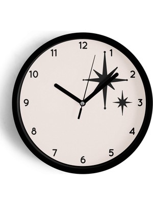 JHAAR Modern Tasarım Duvar Saati - 25CM - Önü Camlı Siyah Kasa - Sessiz Mekanizma