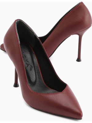 Limoya Arya Hakiki Deri Siyah Stiletto Kadın Topuklu Ayakkabı