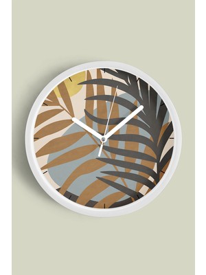 JHAAR Soyut - Bohem Temalı Modern Duvar Saati - 25cm - Önü Camlı Beyaz Kasa