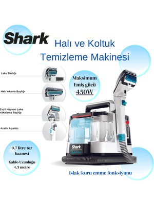 Shark Ninja  Kolay Taşınabilir Halı ve Koltuk Temizleme Makinesi Beyaz