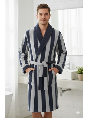 Özdilek Deep Blue Şalyaka Kadife Bornoz L Beden