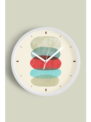 JHAAR Soyut - Bohem Modern Duvar Saati - 25cm - Önü Camlı Beyaz Kasa
