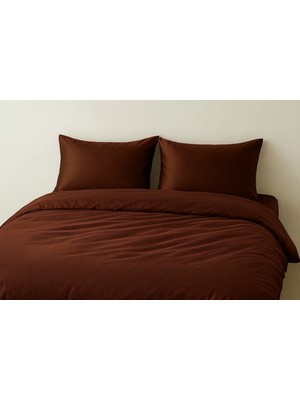 Calina Home Acı Kahve Renkli Pamuk-Saten Nevresim Takımı