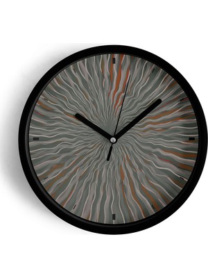 JHAAR Dalga Desenli Soyut Modern Duvar Saati - Büyük XL 42 cm - Siyah Kasa - Camlı Sessiz